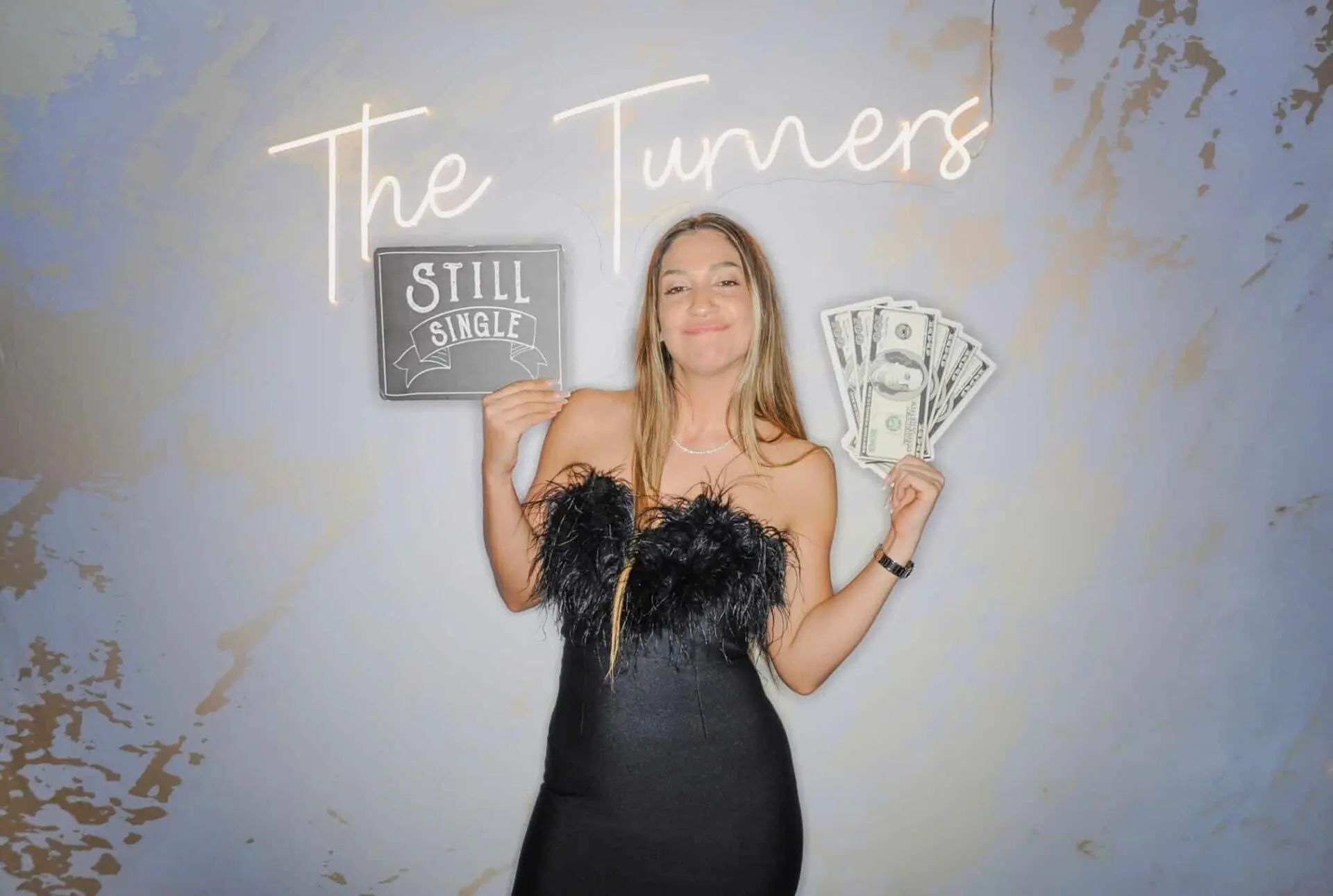 Lady with money prop