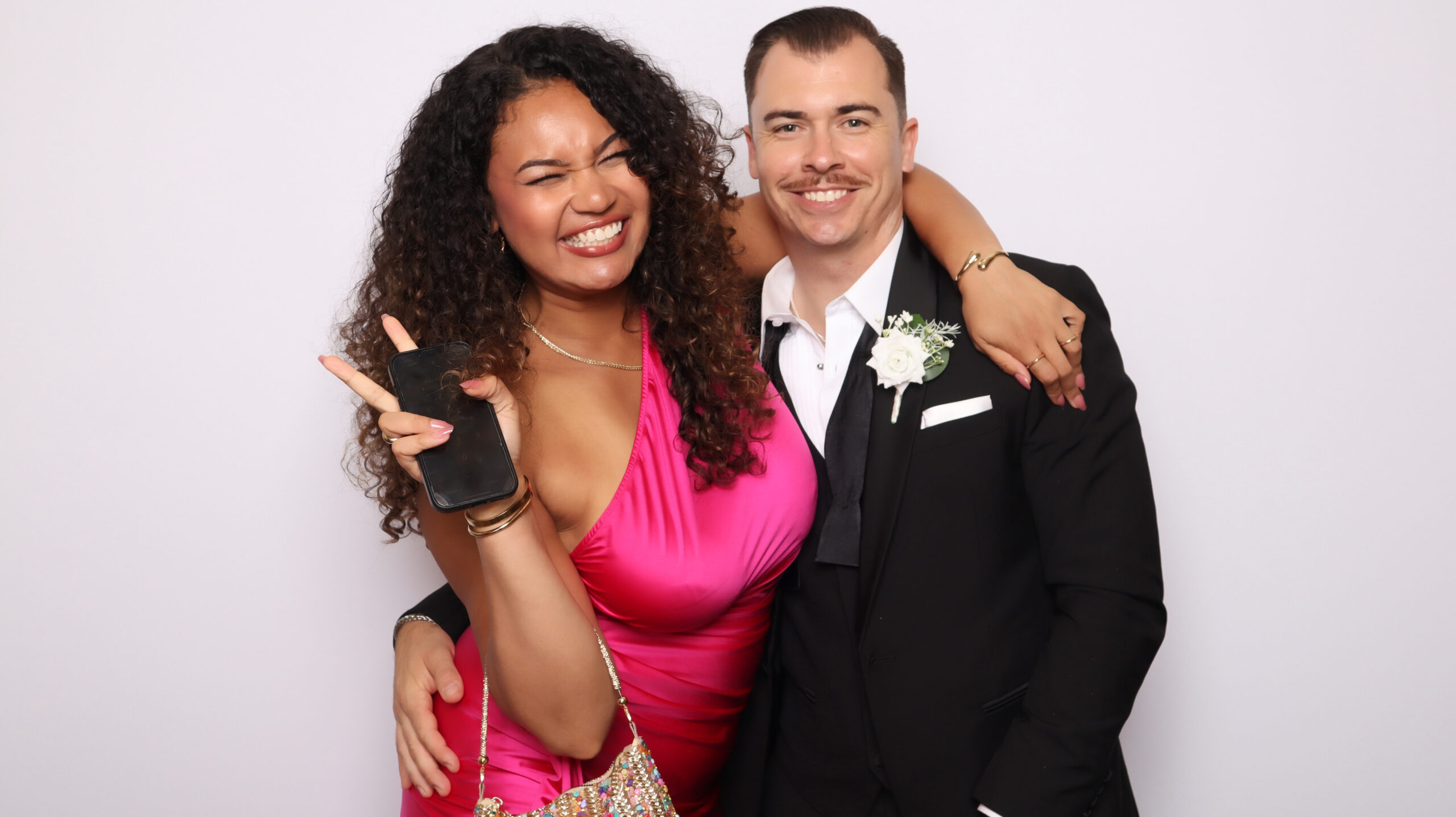 wedding-attendees-happy with charlotte-photobooth-rental-services